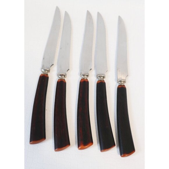 Bakelite Steak Set by Glo-Hil GloHil Mid Century Forks Knives Flatware Cutlery 1 - Picture 5 of 5